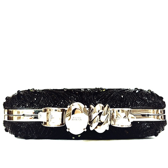 Alexander McQueen Black Beaded Four Ring Clutch / Shoulder bag - Picture 12 of 16